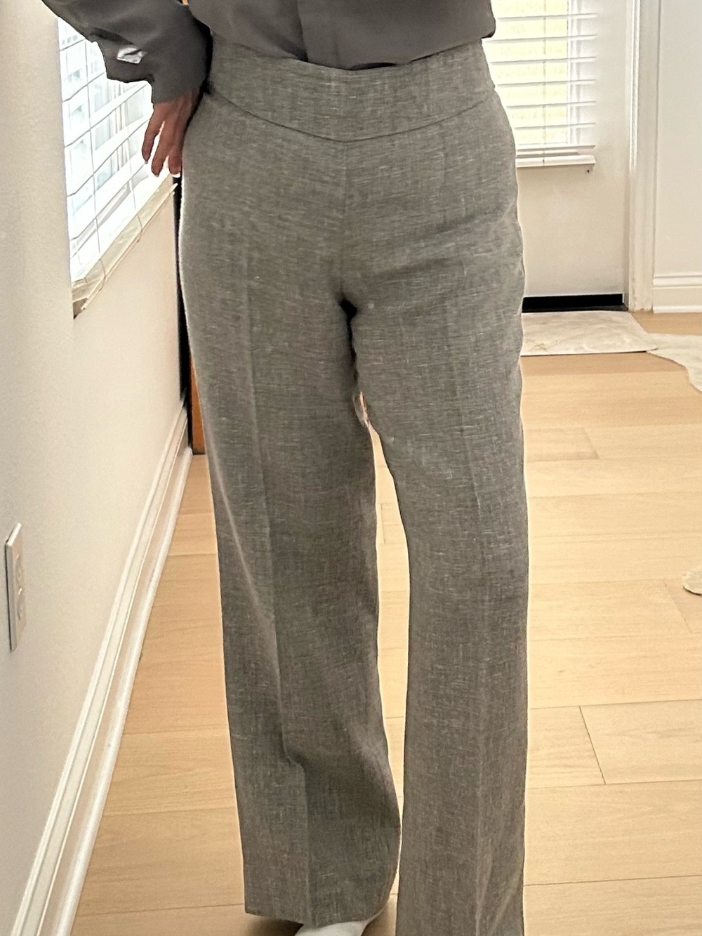 Gray Linen-Blend Wool Trousers Pants Sz 6